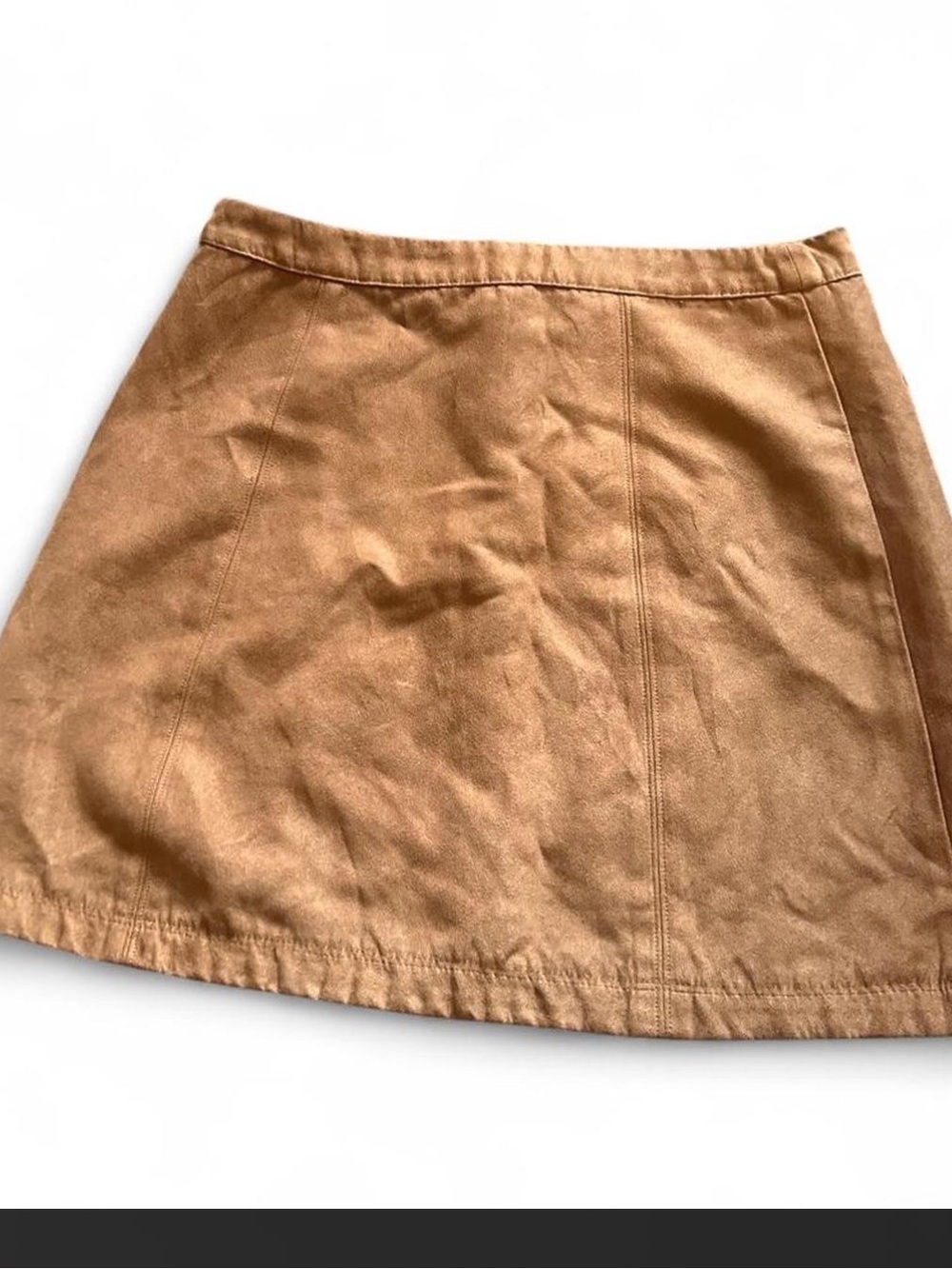 2000s Hollister Camel Suede-Look Lace-Up Mini Skirt - Picture 3 of 5